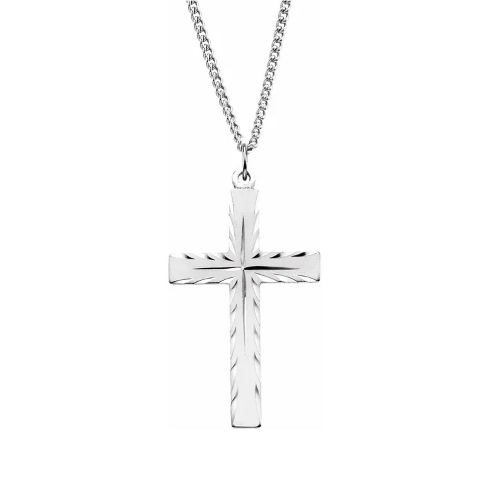 Sterling Silver Etched Cross Necklace