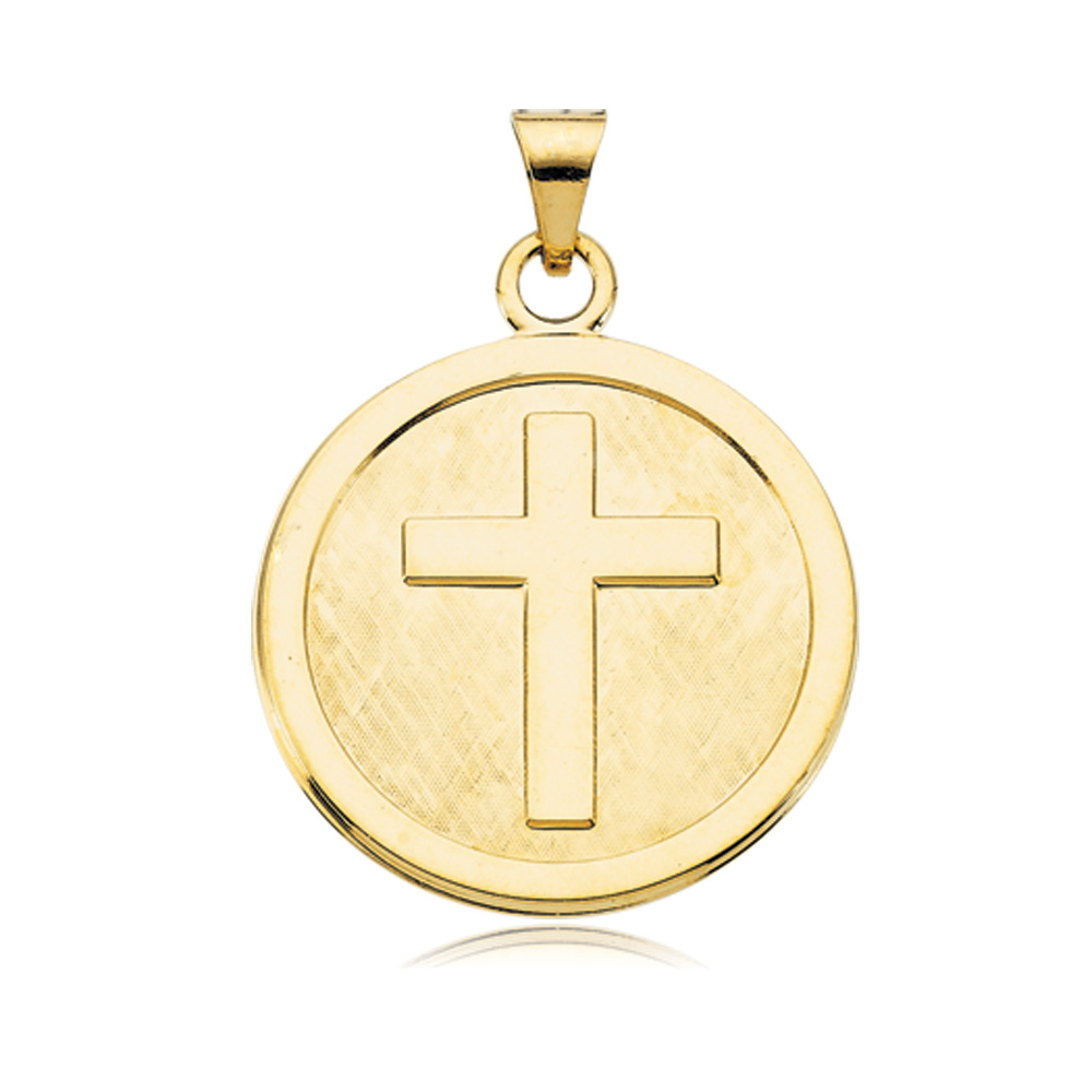 14k Yellow Gold Confirmation Medal Charm, 23mm