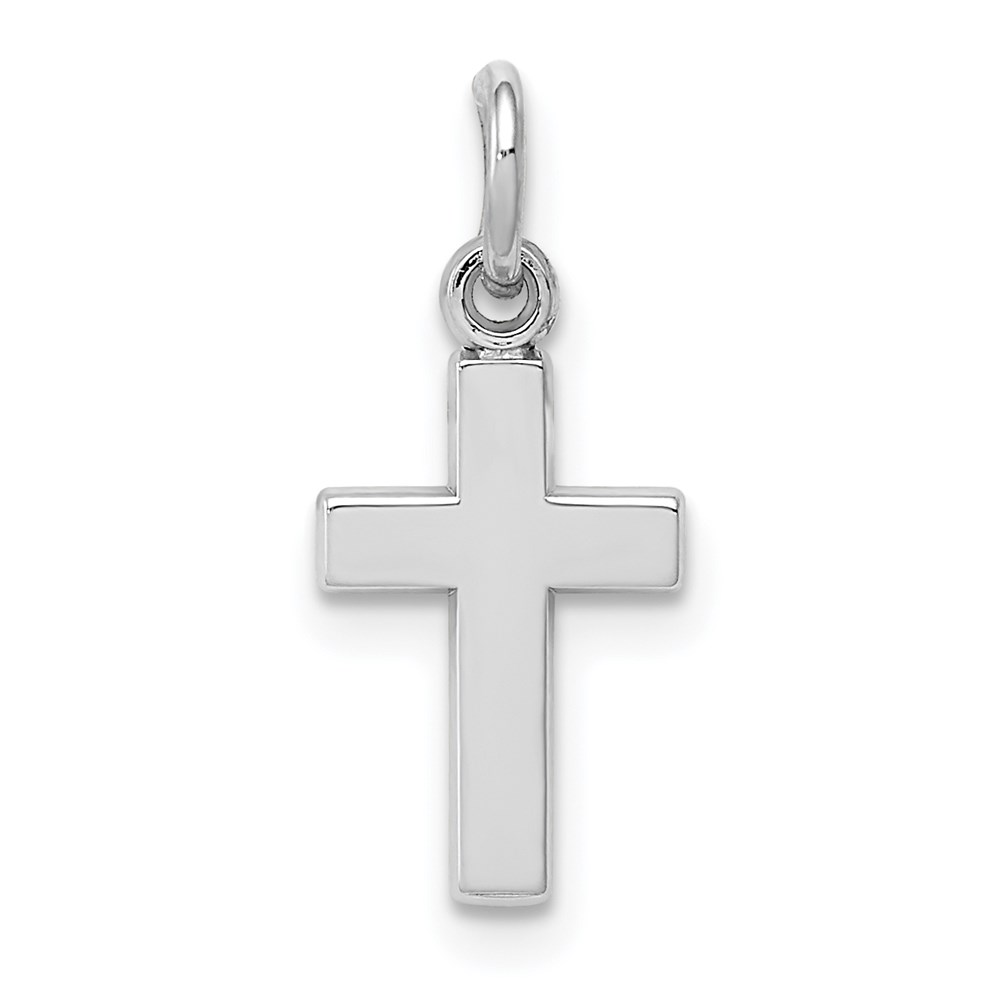 14k White Gold, Dainty Latin Cross Charm