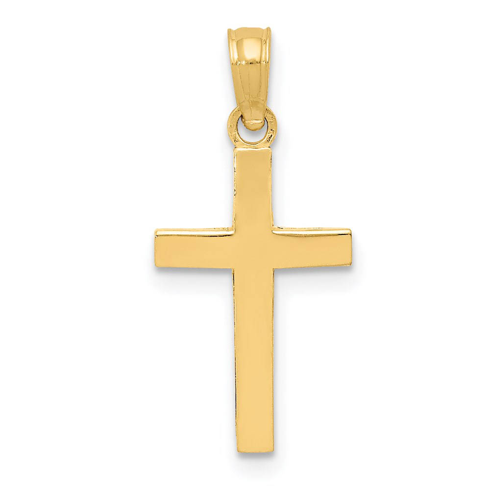 14k Yellow Gold, Beveled Latin Cross Pendant