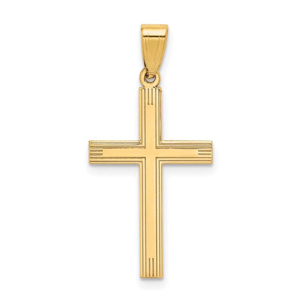 14k Yellow Gold, Textured, Latin Cross Pendant