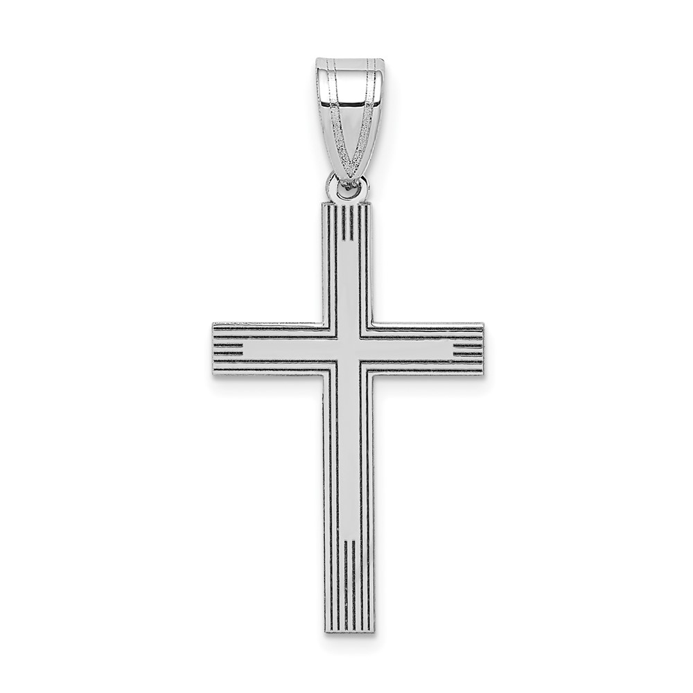 14k White Gold, Textured, Latin Cross Pendant