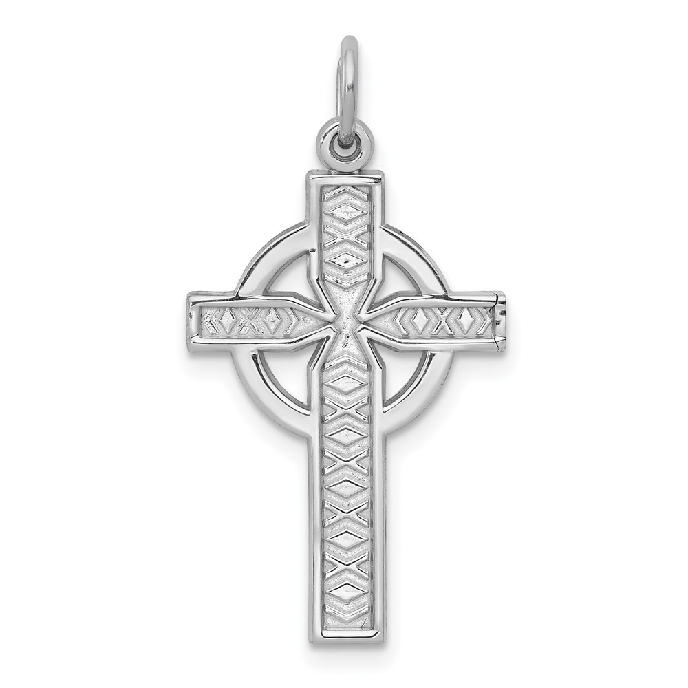 14k White Gold, Celtic Cross Charm