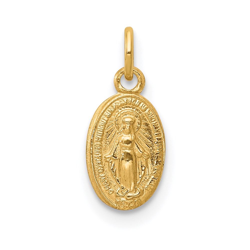 14k Yellow Gold Tiny Miraculous Medal Charm or Pendant Enhancer