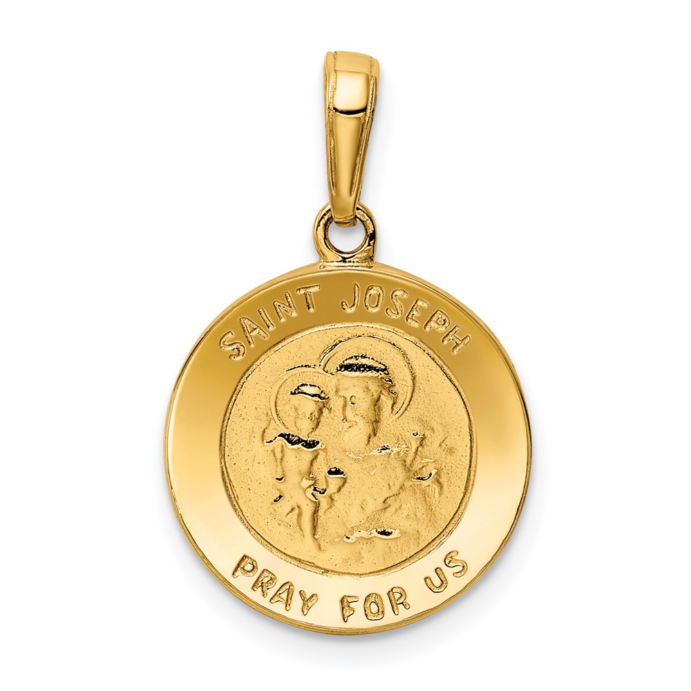 14k Yellow Gold Saint Joseph Medal Pendant, 16mm (5/8 inch)