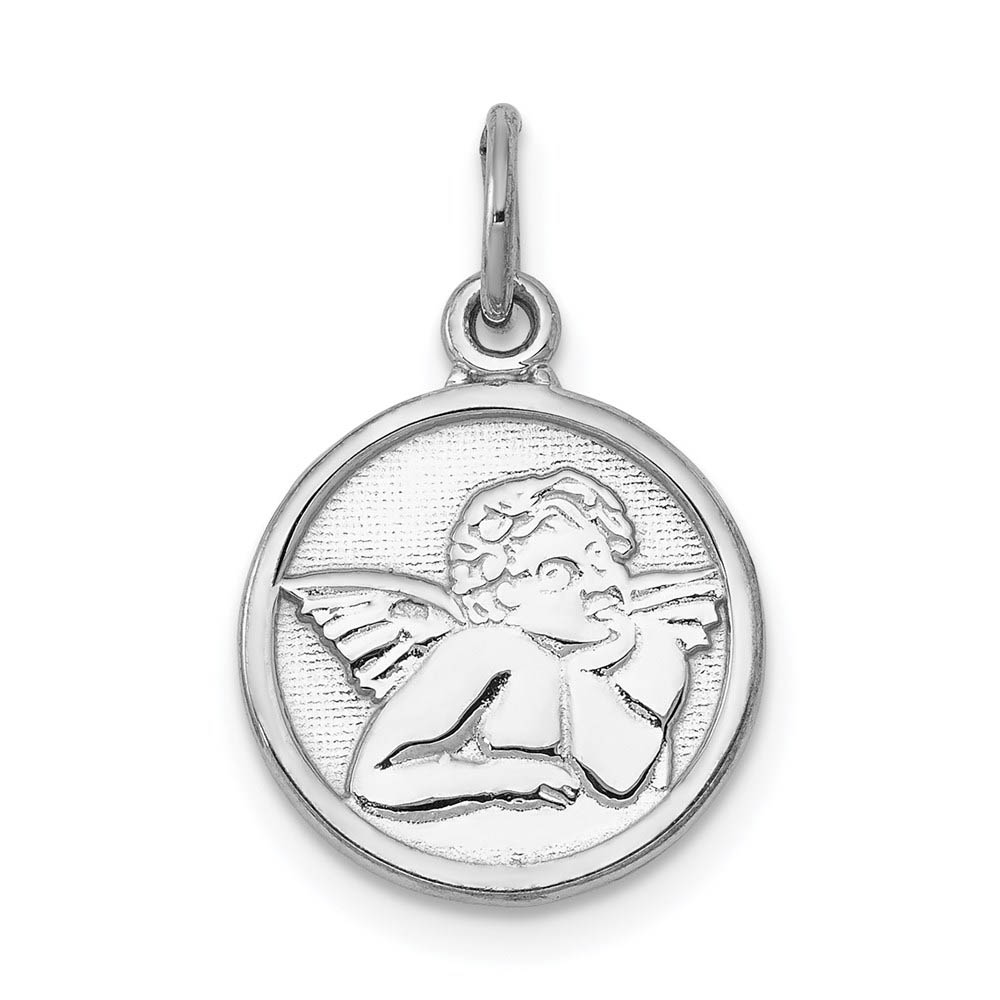 14k White Gold Textured Angel Charm