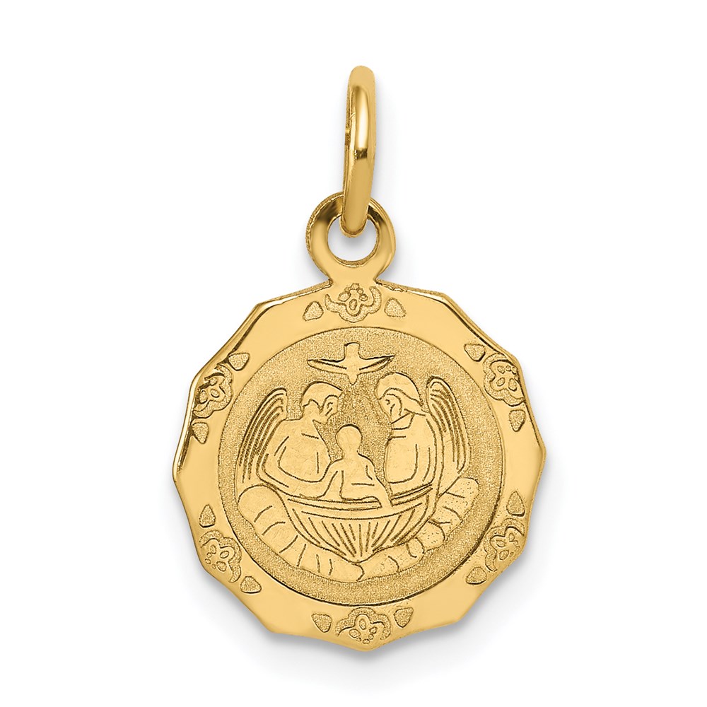 14k Yellow Gold Polished Baptism Charm, 12.5mm (1/2 inch)