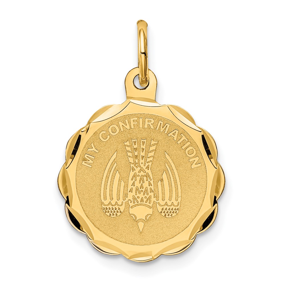 14k Yellow Gold My Confirmation Engravable Charm, 16mm (5/8 inch)