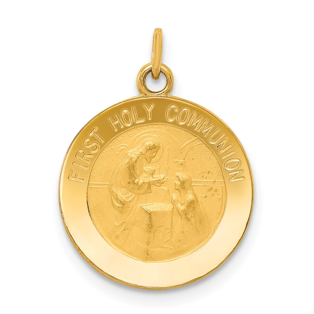 14k Yellow Gold First Holy Communion Charm, 15mm (9/16 inch)