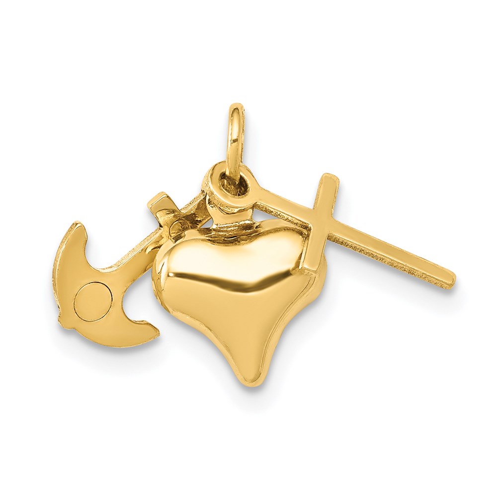 14k Yellow Gold, Small Faith, Hope and Charity Charm