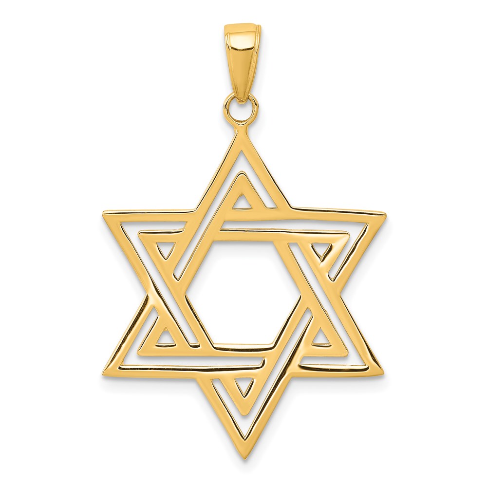 14k Yellow Gold Satin Star of David Pendant