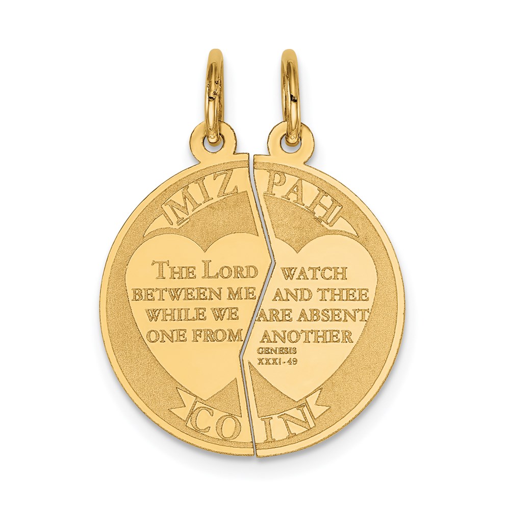 14k Yellow Gold, Two-piece Mizpah Coin