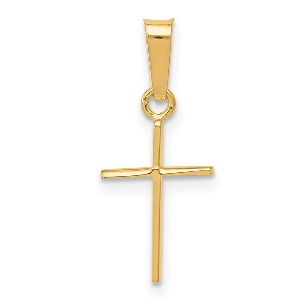 14k Yellow Gold, Thin, Latin Cross Pendant