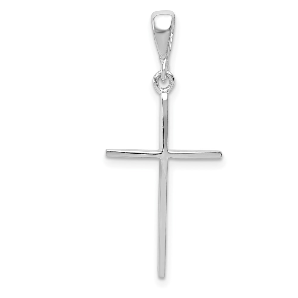 14k White Gold, Thin, Latin Cross Pendant