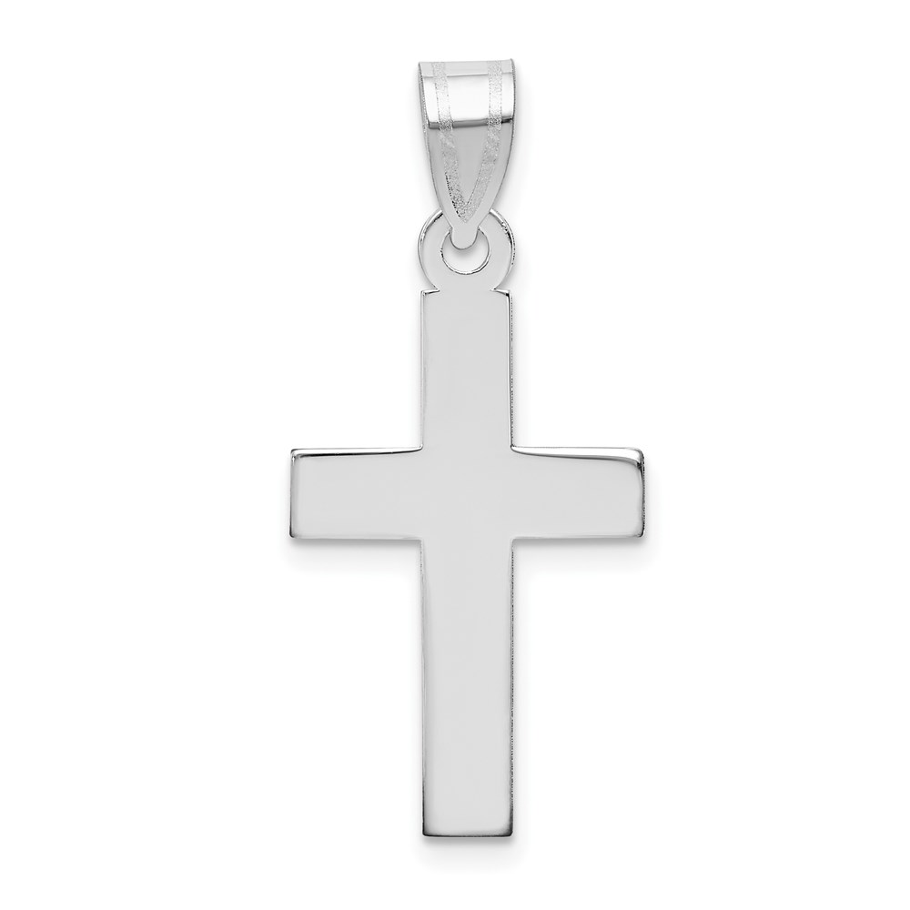 14k White Gold, Polished Cross Pendant