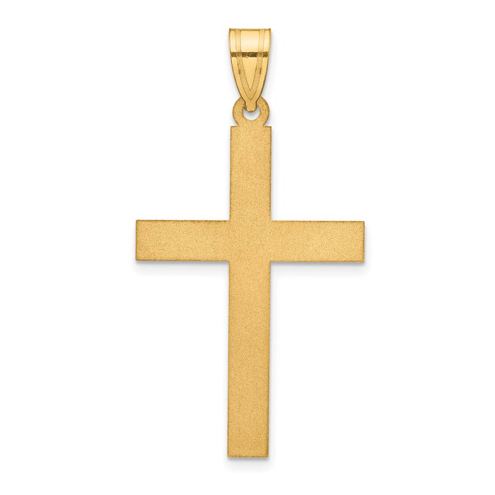 14k Yellow Gold Satin Latin Cross Pendant, 33mm