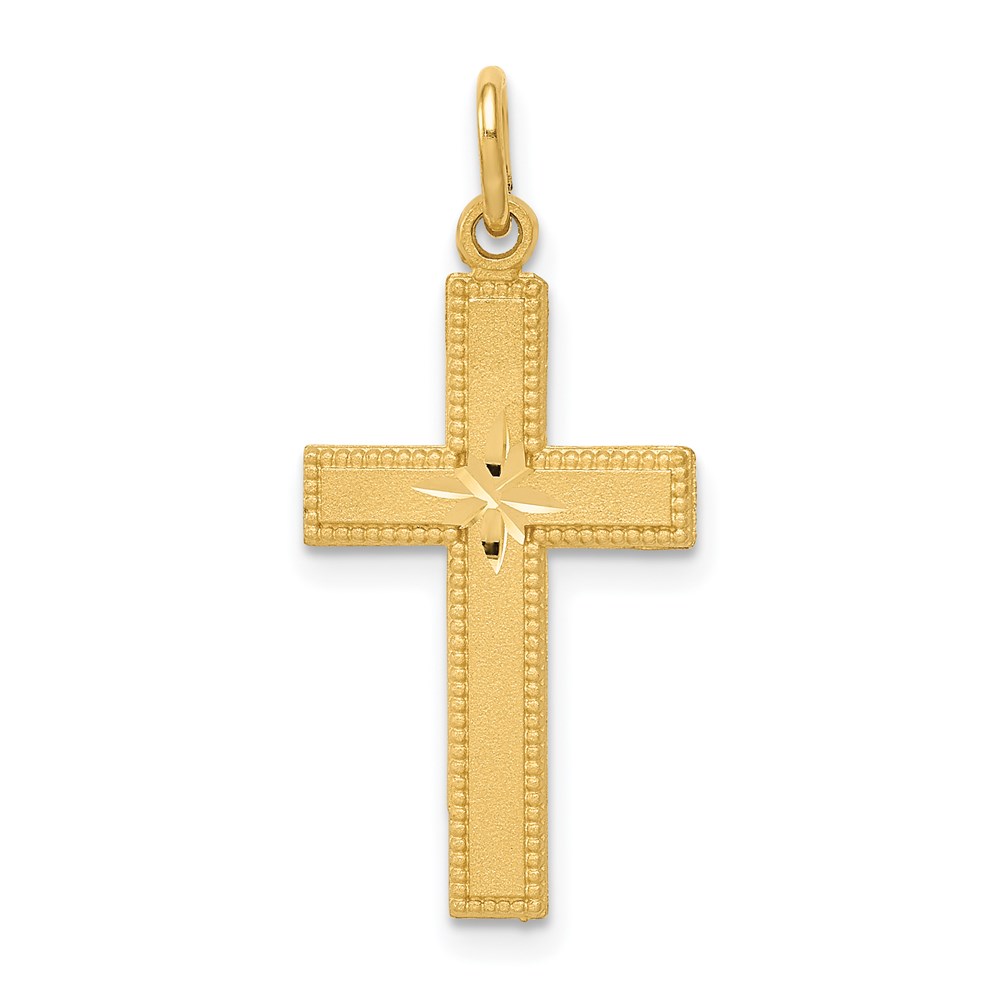 14k Yellow Gold, Diamond Cut, Latin Cross Pendant