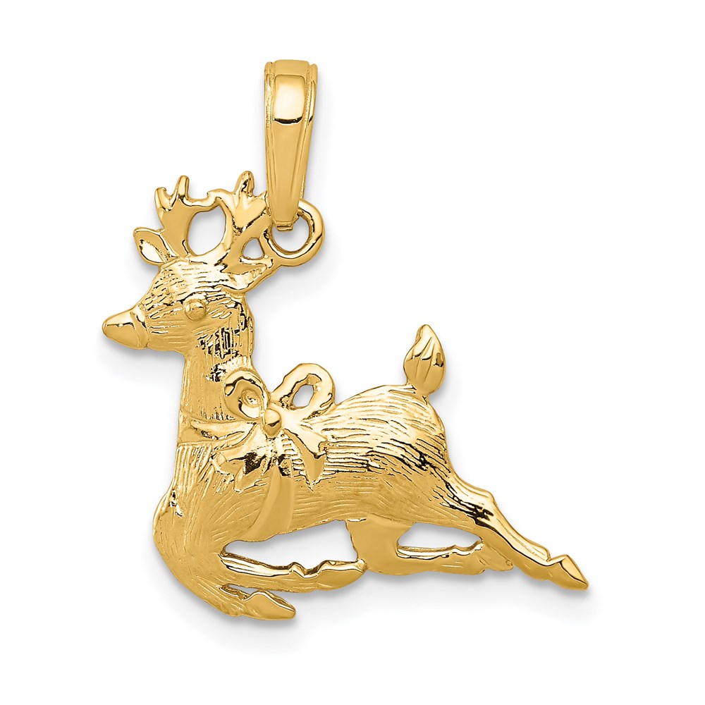 14k Yellow Gold Reindeer Charm