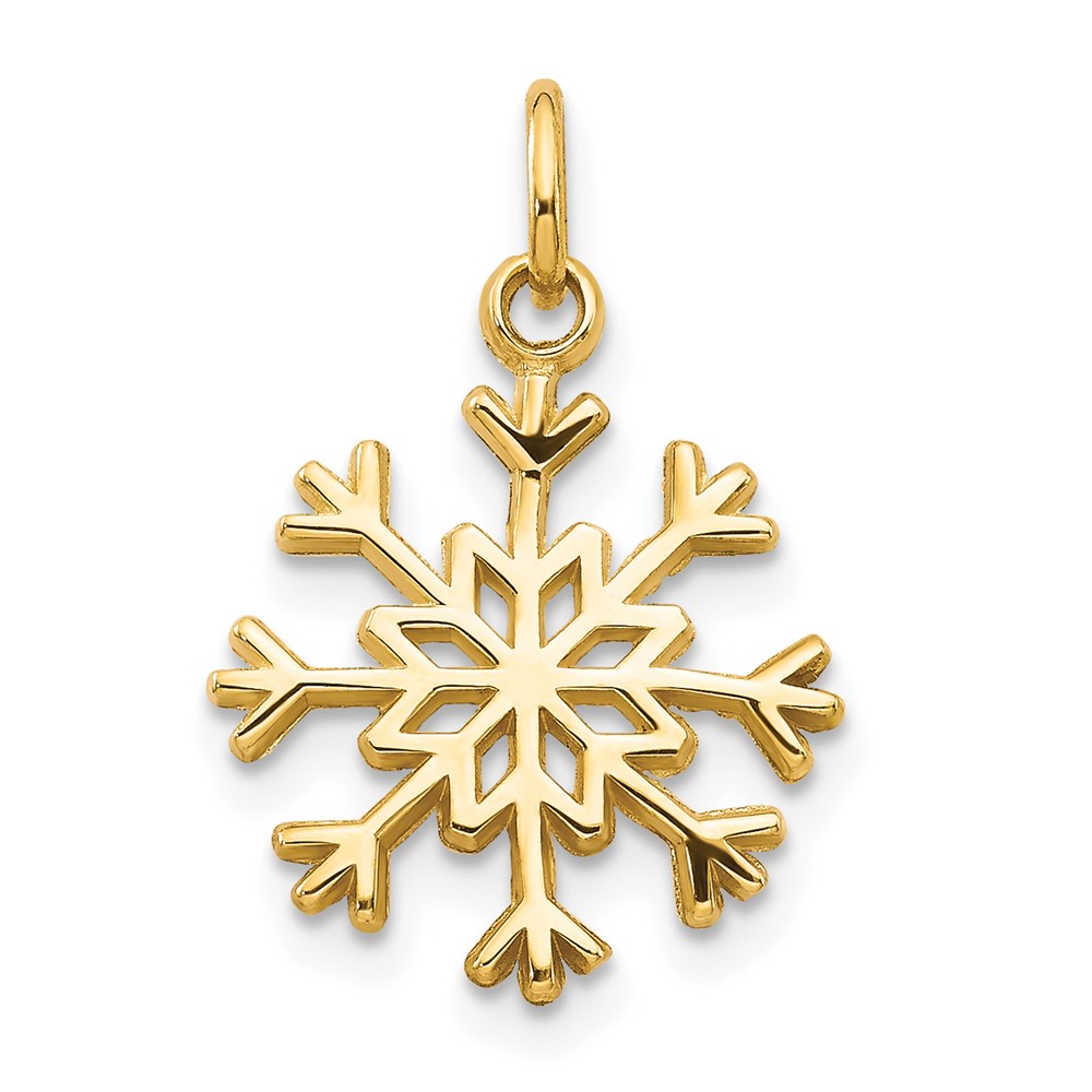 14k Yellow Gold Polished Snowflake Charm