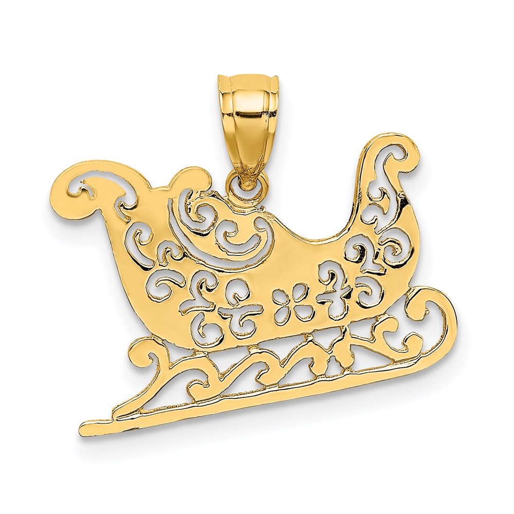 14k Yellow Gold Ornamental Sleigh Charm