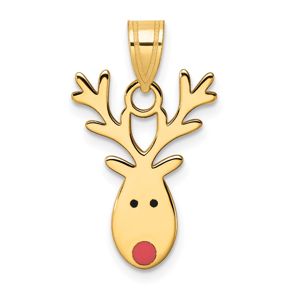 14k Yellow Gold Animated Reindeer Charm