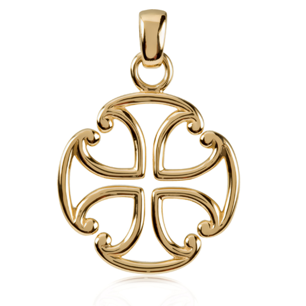 14k Yellow Gold Maltese Cross Pendant