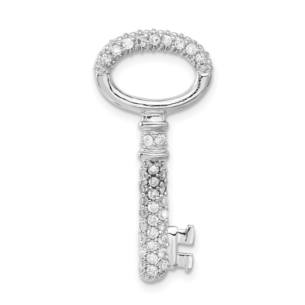 Sterling Silver Key To My Heart Pendant with Cubic Zirconia