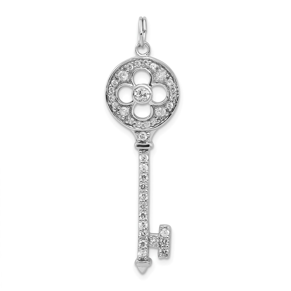 Sterling Silver and Cubic Zirconia Encrusted Key Pendant