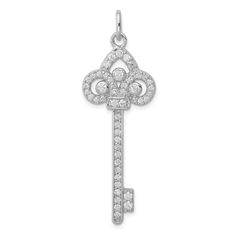 Sterling Silver and Cubic Zirconia Dazzling Key Pendant