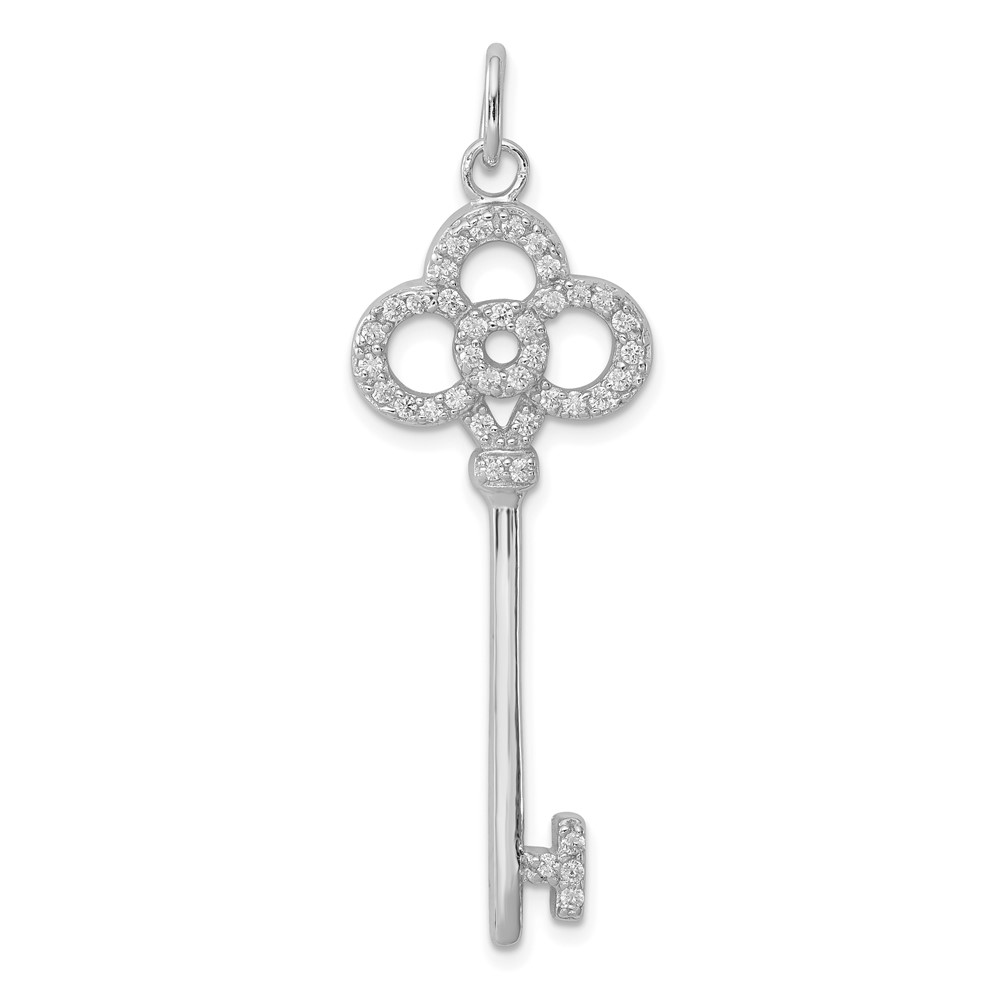 Sterling Silver and Cubic Zirconia Key Pendant