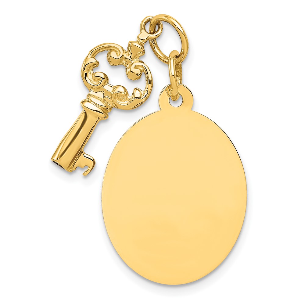 14k Yellow Gold Key and Tag Charm