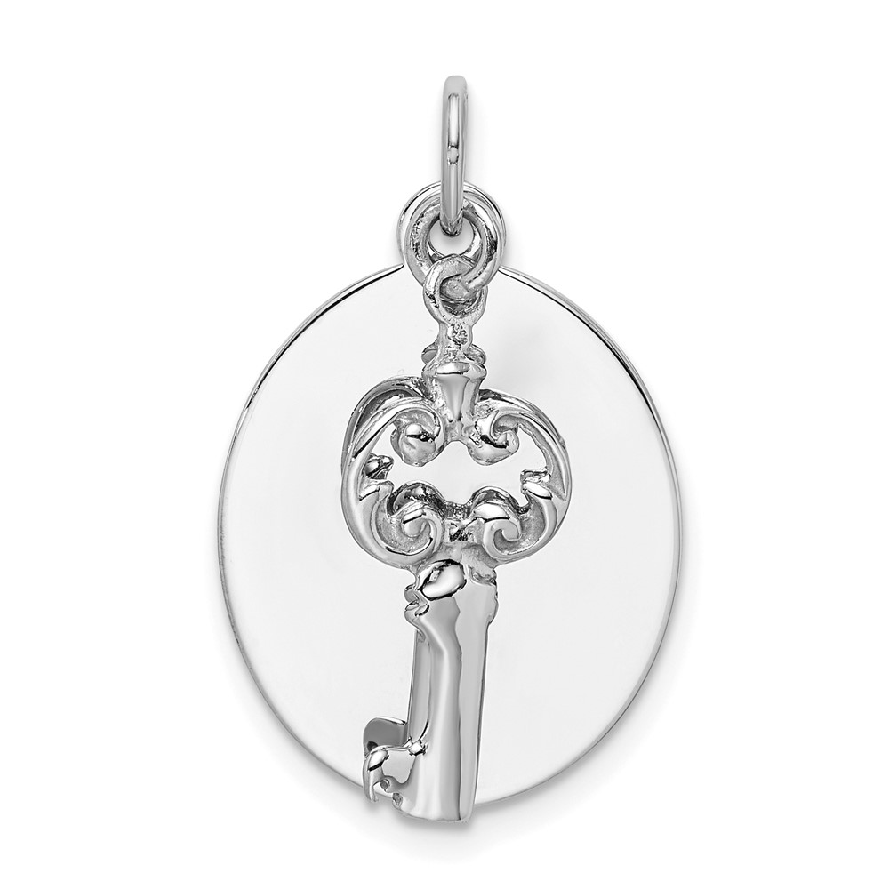 14k White Gold Key and Tag Charm