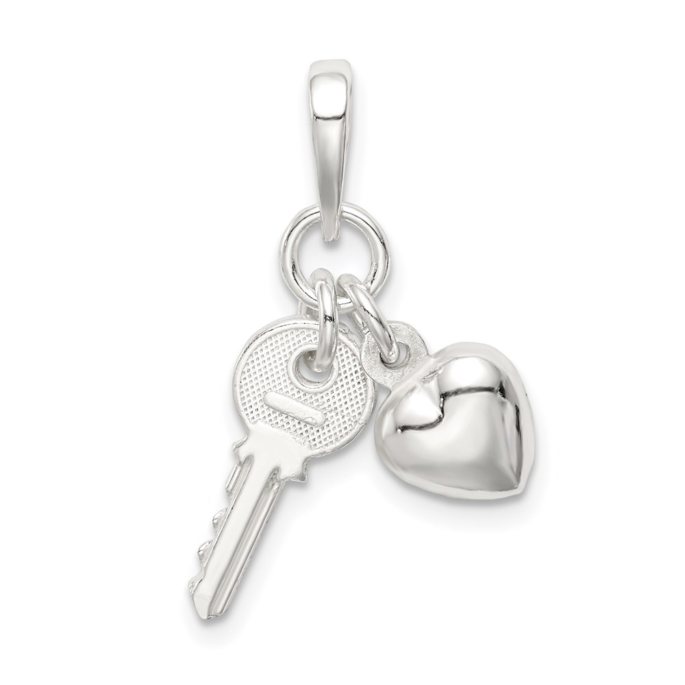 Sterling Silver Heart and Key Charm