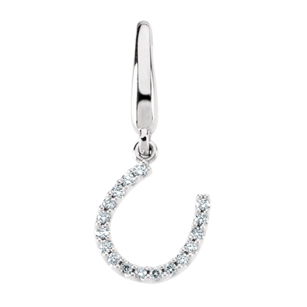 .08 cttw Diamond Horseshoe Charm in 14k White Gold