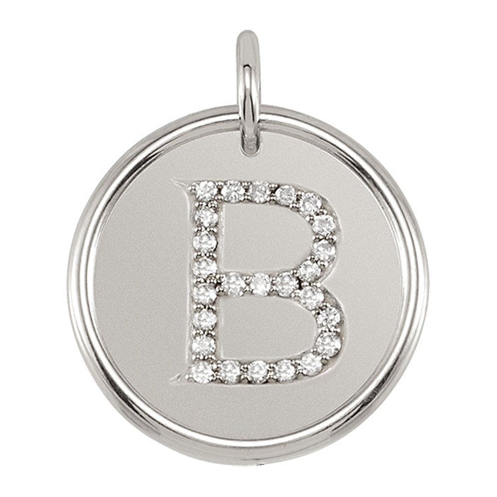 1/8 Ctw G-H, I1 Diamond Initial 17mm Sterling Silver Pendant Letter B