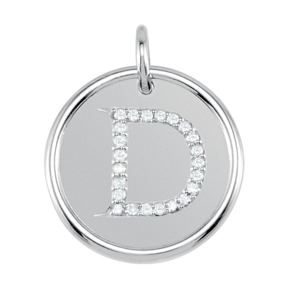 1/10 Ctw G-H, I1 Diamond Initial 17mm Sterling Silver Pendant Letter D