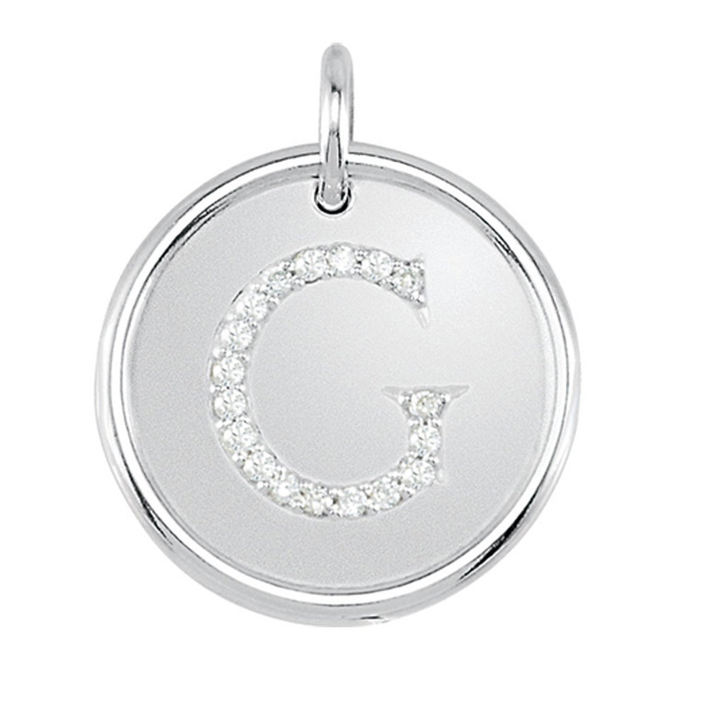 1/10 Ctw G-H, I1 Diamond Initial 17mm Sterling Silver Pendant Letter G