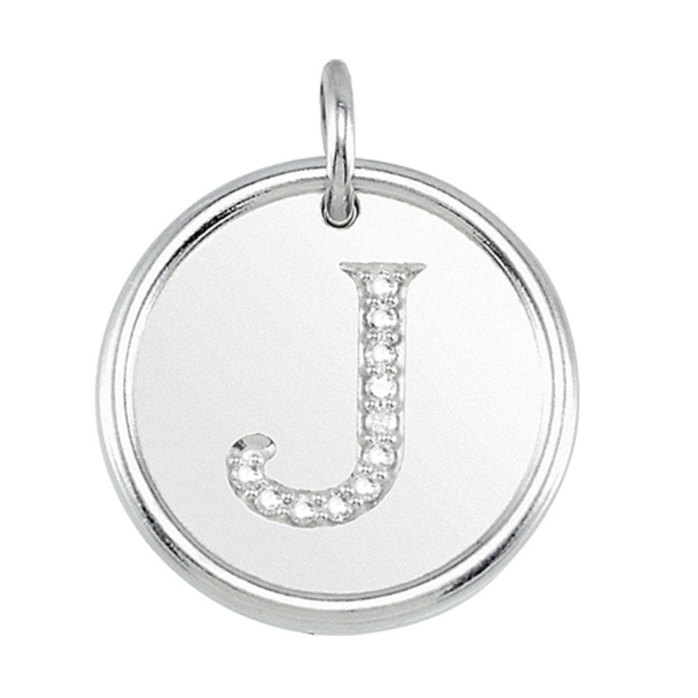 1/20 Ctw G-H, I1 Diamond Initial 17mm Sterling Silver Pendant Letter J