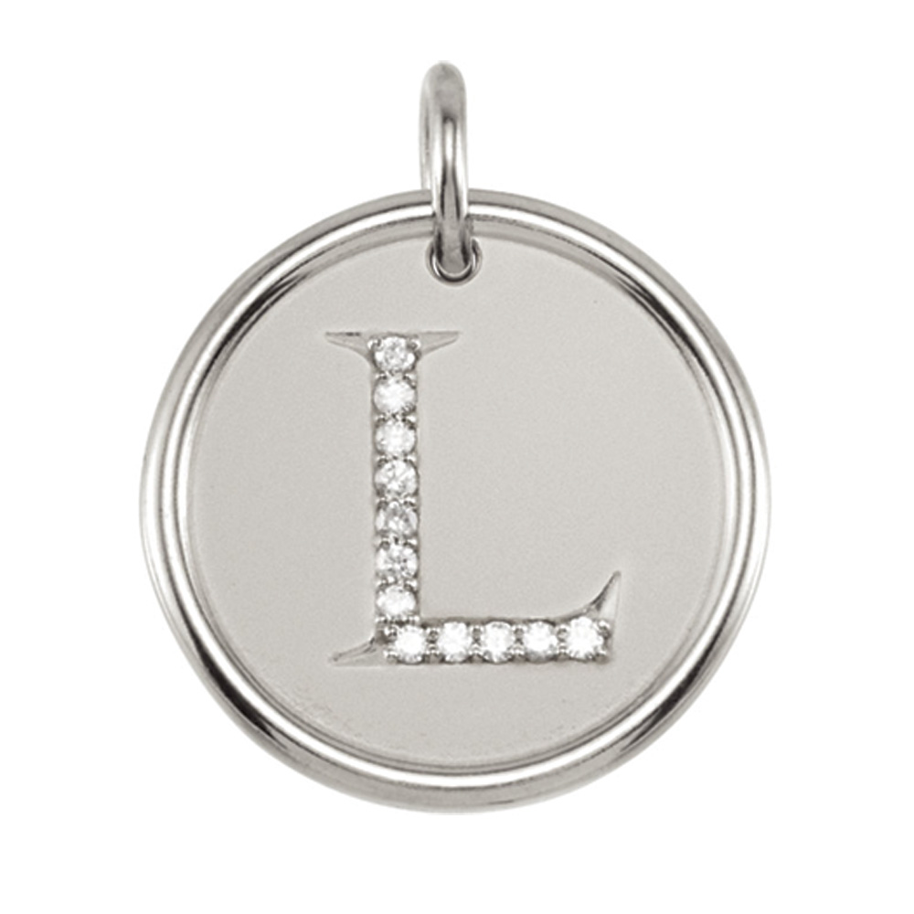 1/15 Ctw G-H, I1 Diamond Initial 17mm Sterling Silver Pendant Letter L