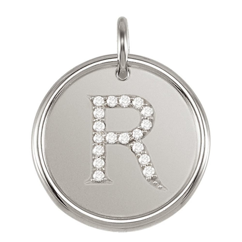 1/10 Ctw G-H, I1 Diamond Initial 17mm Sterling Silver Pendant Letter R