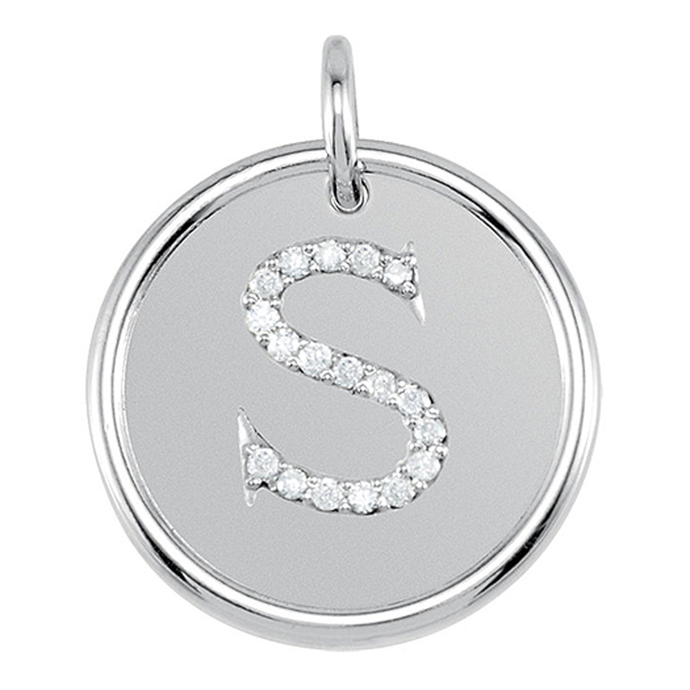 1/10 Ctw G-H, I1 Diamond Initial 17mm Sterling Silver Pendant Letter