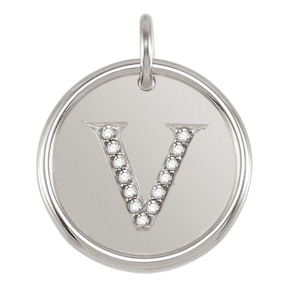 1/15 Ctw G-H, I1 Diamond Initial 17mm Sterling Silver Pendant Letter V