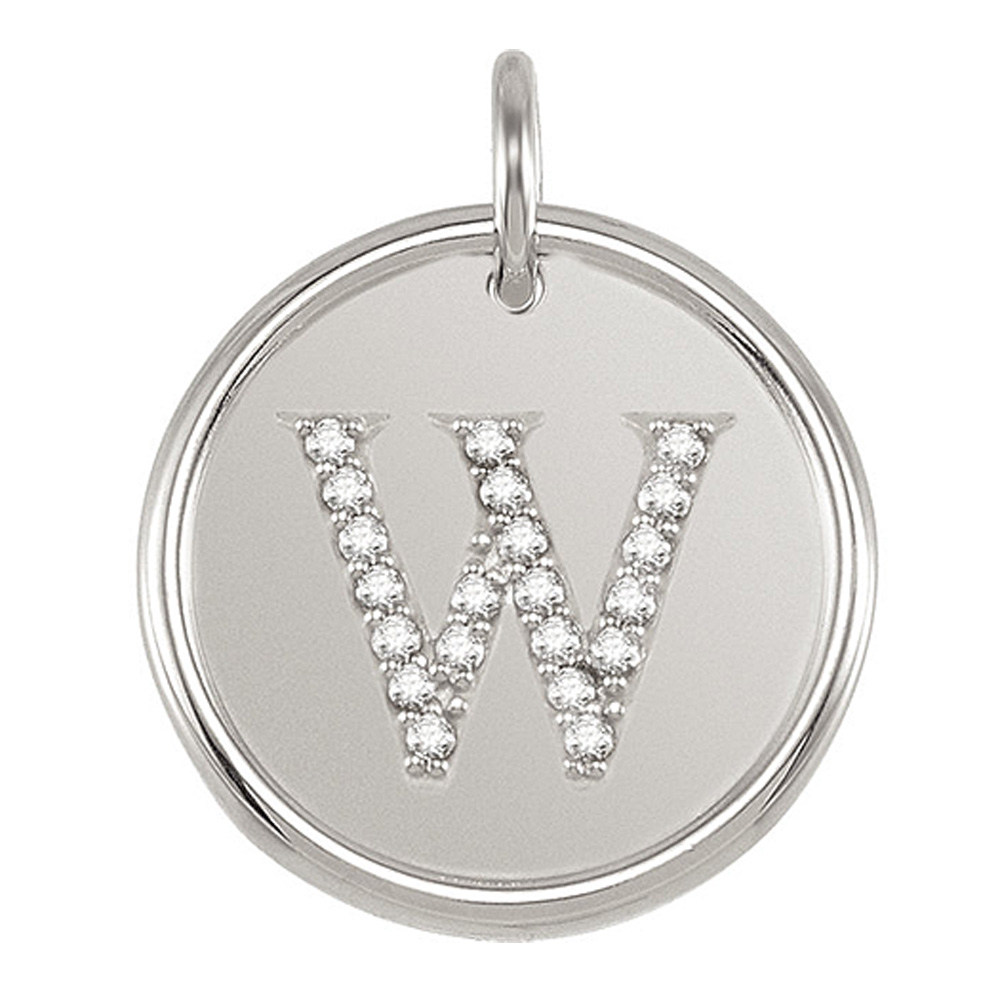 1/10 Ctw G-H, I1 Diamond Initial 17mm Sterling Silver Pendant Letter W