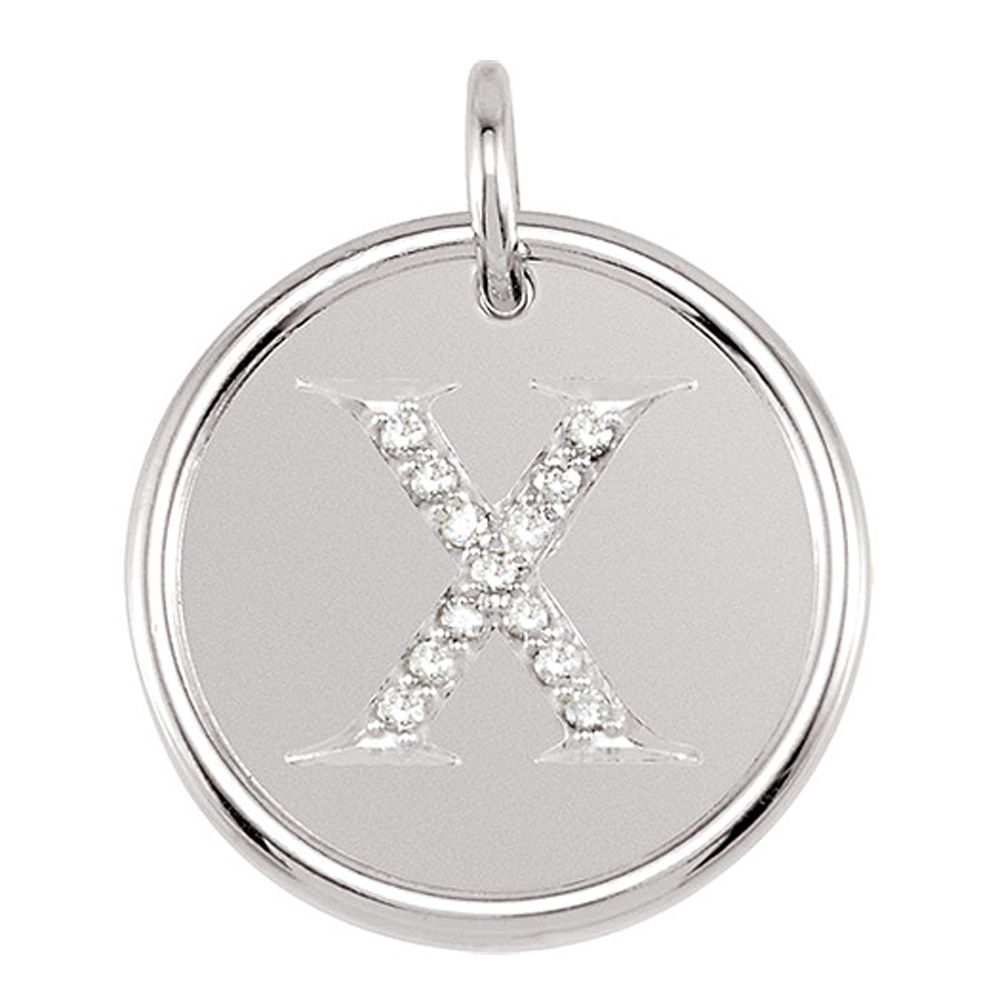 1/15 Ctw G-H, I1 Diamond Initial 17mm Sterling Silver Pendant Letter X