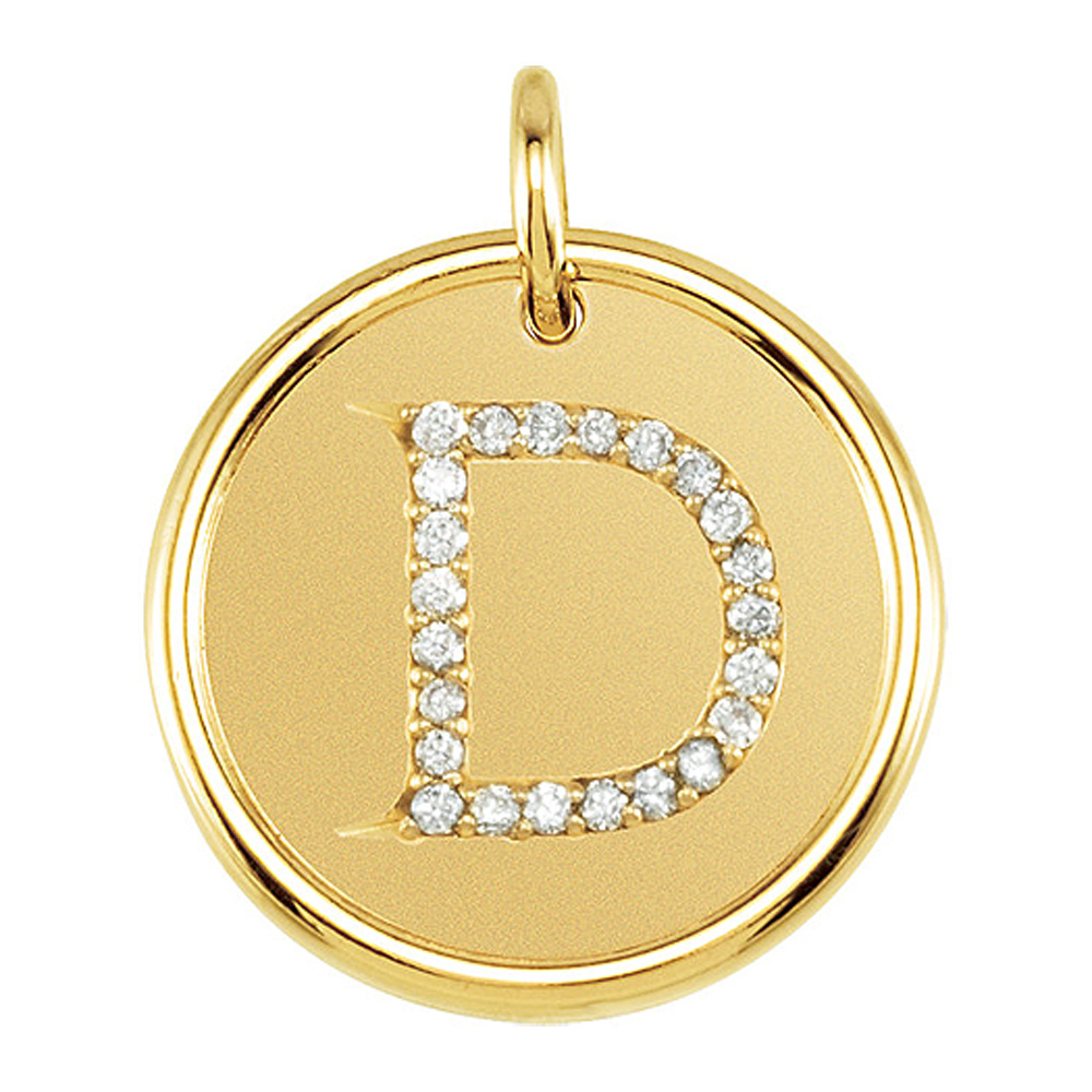 1/10 Ctw G-H, I1 Diamond Initial 17mm 14k Yellow Gold Pendant Letter D