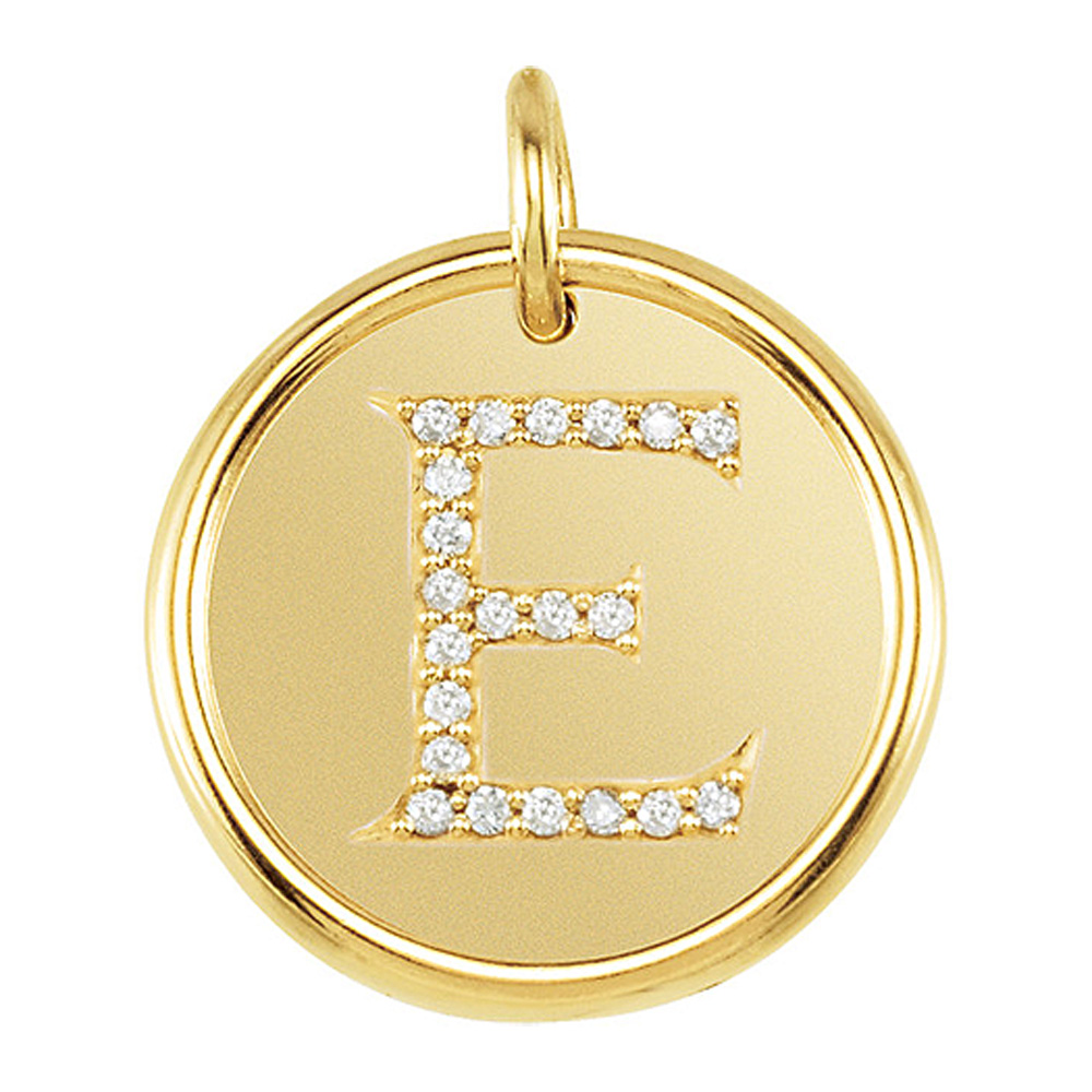 1/10 Ctw G-H, I1 Diamond Initial 17mm 14k Yellow Gold Pendant Letter E