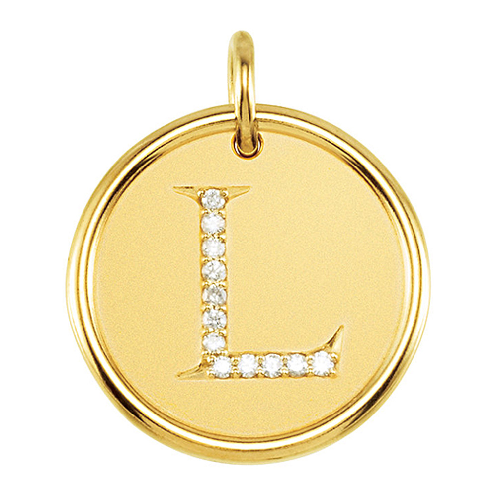1/15 Ctw G-H, I1 Diamond Initial 17mm 14k Yellow Gold Pendant Letter