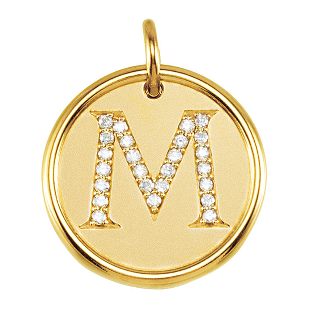 1/8 Ctw G-H, I1 Diamond Initial 17mm 14k Yellow Gold Pendant Letter