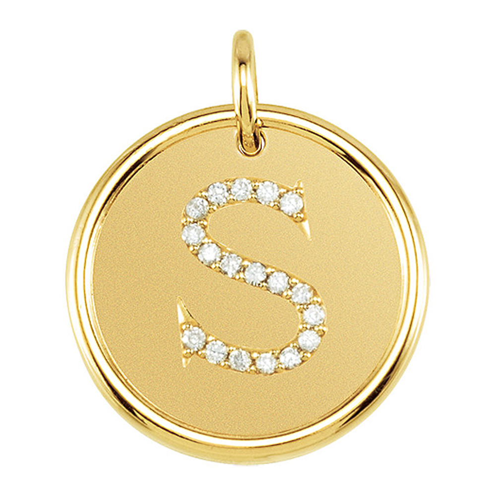 1/10 Ctw G-H, I1 Diamond Initial 17mm 14k Yellow Gold Pendant Letter S