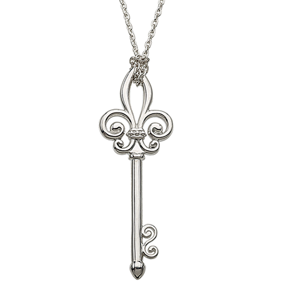 Sterling Silver Fleur-de-lis Key Pendant